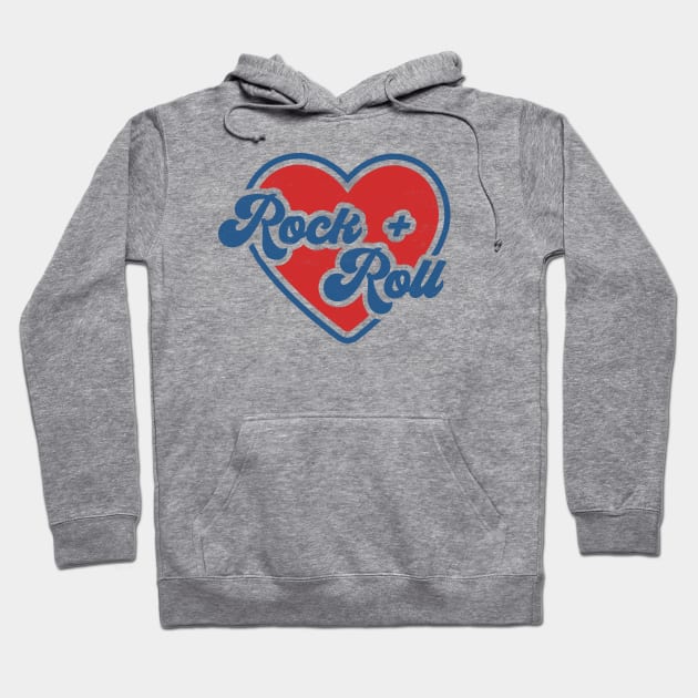 I Love Rock and Roll: Red Heart with Groovy Blue Text for Music Lovers Hoodie by TwistedCharm